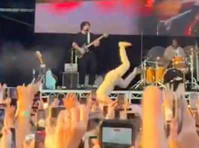 Robert Irwin jumped on the stage to perform as Sally for Role Model set at Laneway Festival in Perth