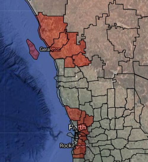 The Western Australia regions with total fire bans in place.