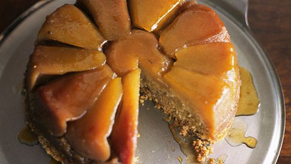 Upside-down pear cake