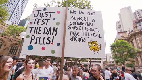 Sydney NSW Pill Testing protest rally