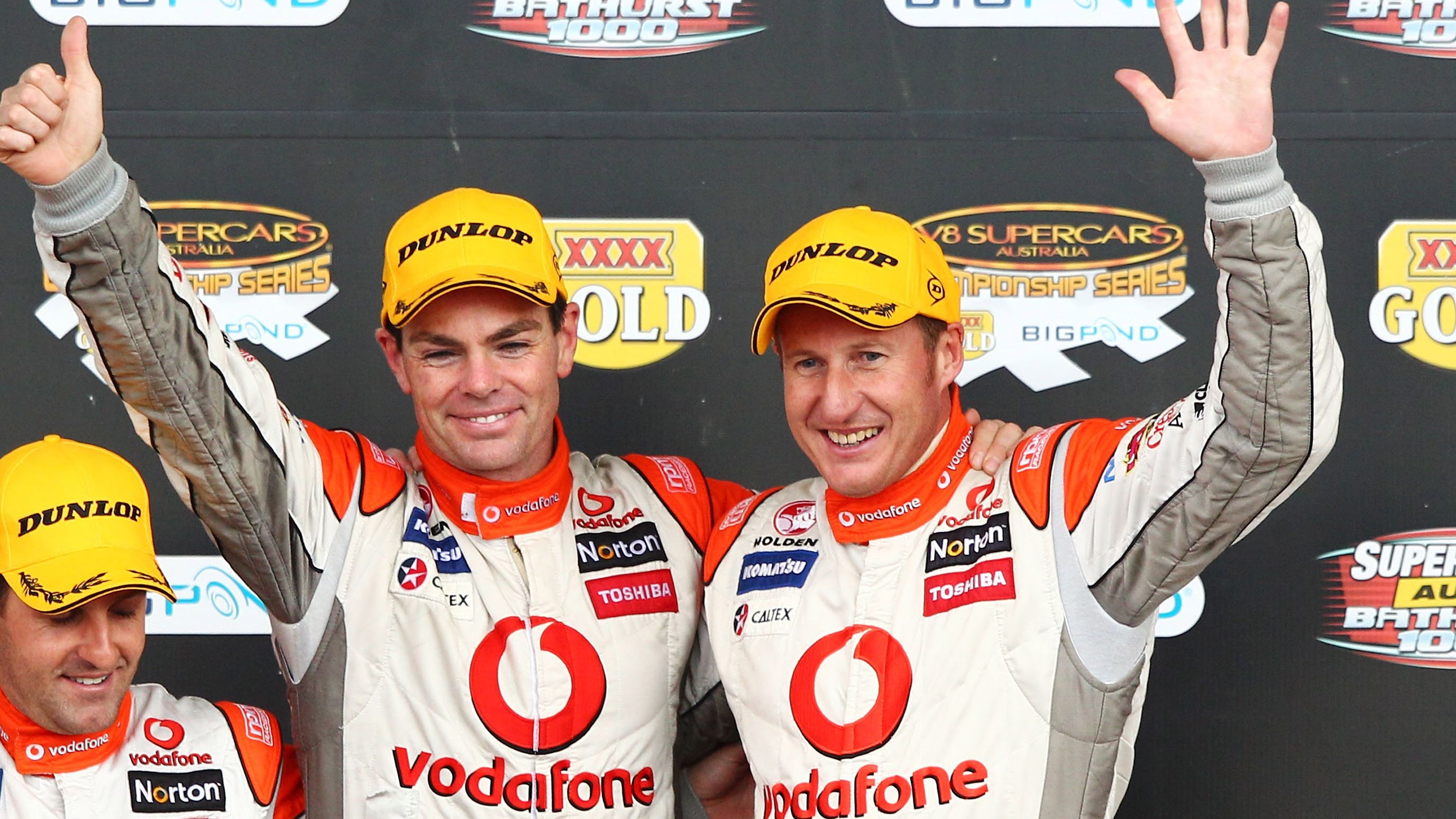 Mark Skaife (right) won the 2010 Bathust 1000 with Roland Dane&#x27;s team, Triple Eight Race Engineering.