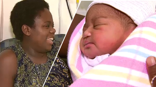 Casey Hospital nurse, Shingayi, and her new baby girl, Chrisette. (9NEWS)