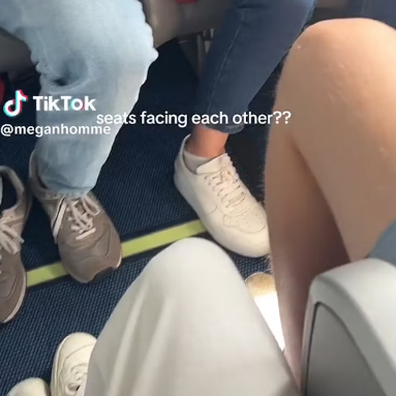 A travel blogger has shared her experience on a regional airline in Sweden that has plane seats facing each other.