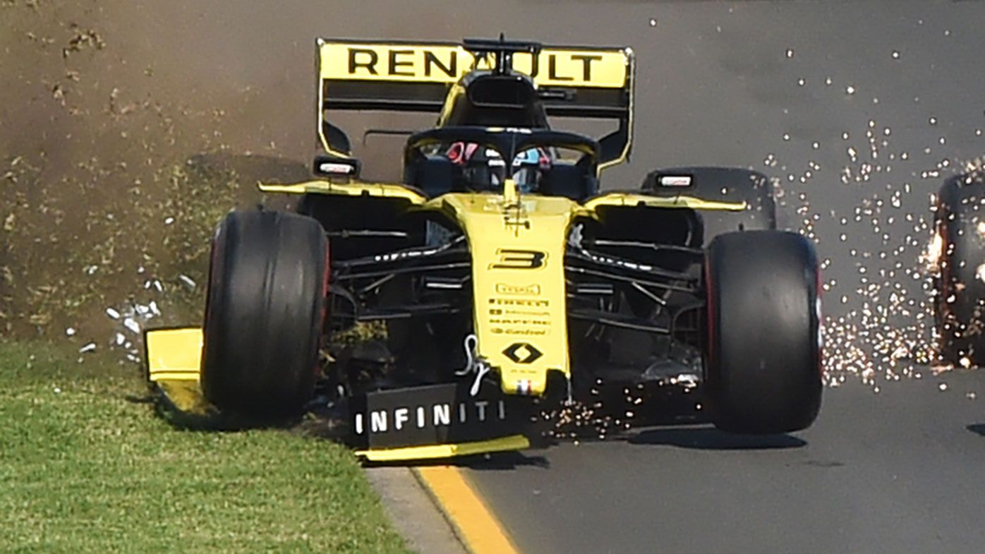 Daniel Ricciardo lost his front wing at the start of the Australian Grand Prix