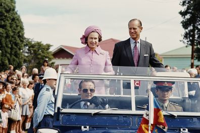 Queen Elizabeth II and Prince Philip during their royal tour of New Zealand, 1977. (Photo by Serge Lemoine/Getty Images)