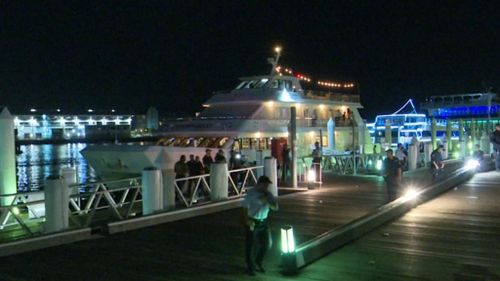 While they were responding, a party boat docked nearby and its crew members alerted police to a brawl on board.
 (9NEWS)