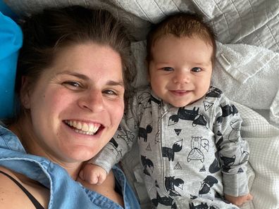 Rachel Toyer with son Arlo.