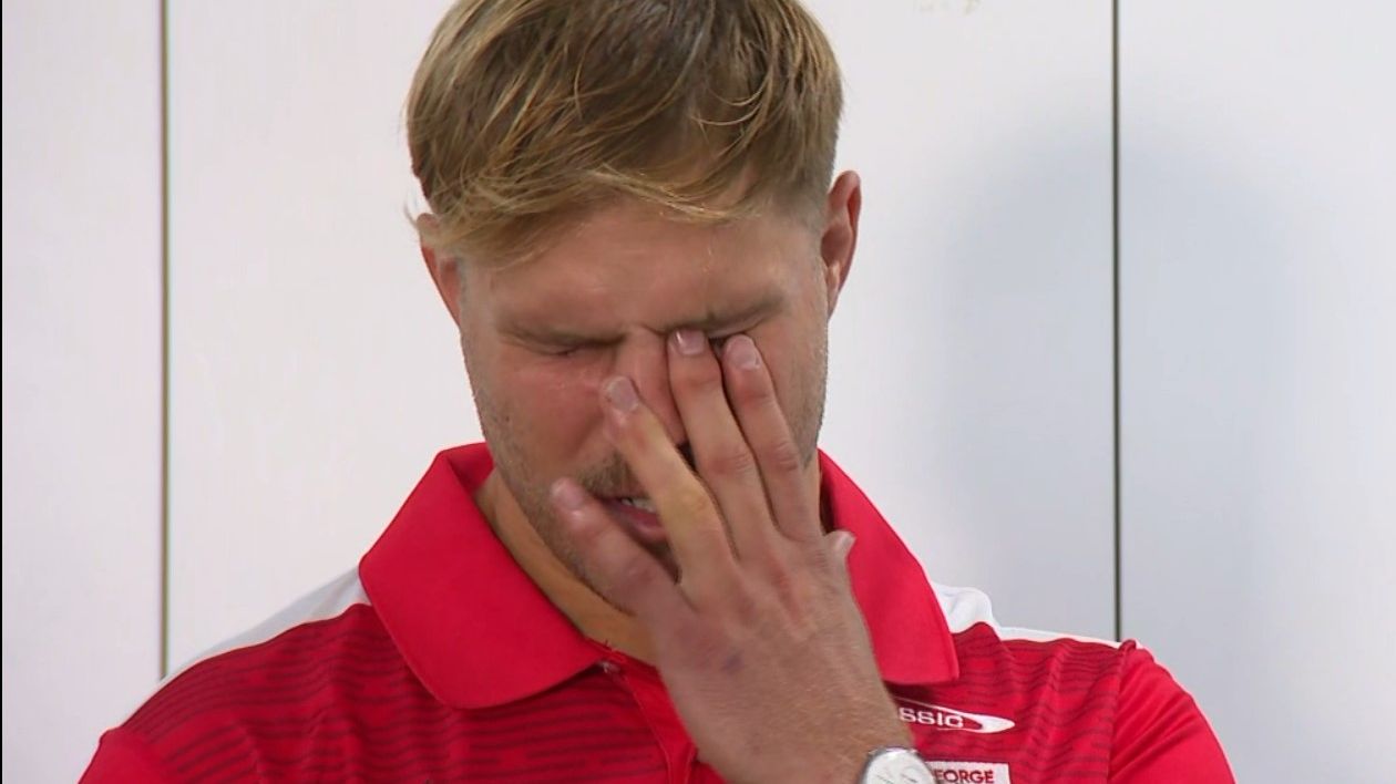 Jack de Belin became emotional when speaking to media about his children.