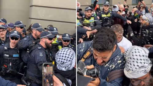 A pro-Palestine rally turned ugly after protesters clashed with police in Melbourne's CBD yesterday