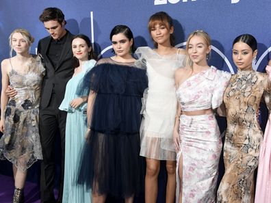 Hunter Schafer, Jacob Elordi, Maude Apatow, Barbie Ferreira, Zendaya, Sydney Sweeney, Alexa Demie, and Storm Reid attend the LA Premiere of HBO's "Euphoria" at The Cinerama Dome on June 04, 2019 in Los Angeles, California. 