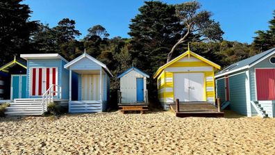 Beach Box 85 (white, with blue door) in Mornington, Victoria Domain for sale