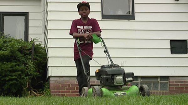Reggie Fields set up his lawn mowing business to make pocket money.