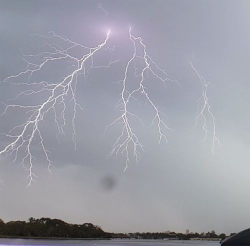 Joshua Knudsen captured the lightning over the Swan River at Burswood. (Joshua Knudsen/Supplied)