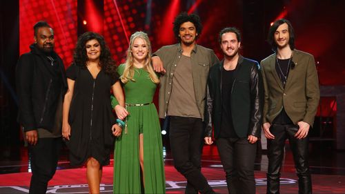 The final five - ZK's Zaachariah Fielding and Kristal West, winner Anja Nissen, Johnny Rollins, Jackson Thomas and Frank Lakoudis. (AFP/Getty Images).