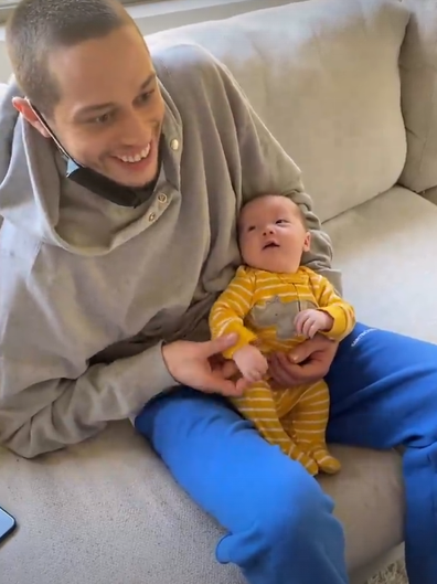 Pete Davidson meets John Mulaney and Olivia Munn's newborn son.