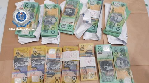 $270,000 worth of cash was also seized by the Strike Force during the raid. Picture: 9NEWS