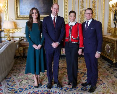 The Prince and Princess of Wales receive the Crown Princess of Sweden and Prince Daniel, Duke of Västergötland at Windsor. 30/11/2023