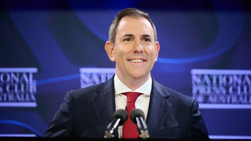 Australian Treasurer Jim Chalmers during an address at the National Press Club in Canberra.