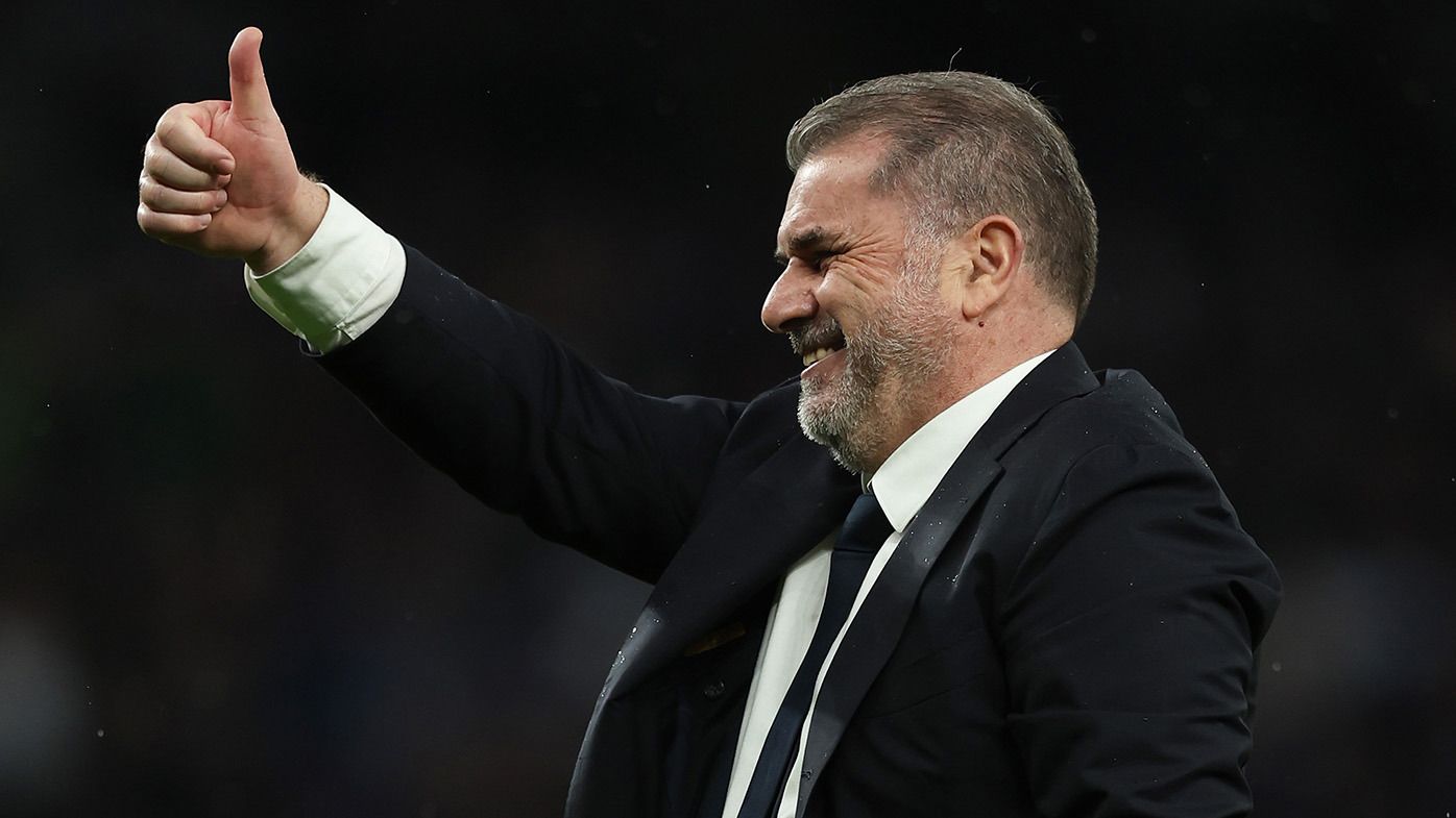Tottenham Manager Ange Postecoglou during the Premier League match between Tottenham Hotspur and Brighton &amp; Hove Albion at Tottenham Hotspur Stadium on February 10, 2024 in London, England. (Photo by Richard Pelham/Getty Images)