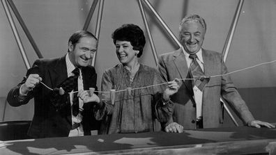 Judges Vic Nicholson, Diana Fisher and Neville Stephenson. November 14, 1979. (Photo by Australian Broadcasting Commission).