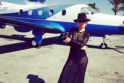 Dayum, Rita Ora knows how to fly in style!<br/><br/>The UK songstress shared this gobsmackingly-gorgeous shot before boarding her private jet to Coachella in April.<br/><br/>Image: Instagram @ritaora
