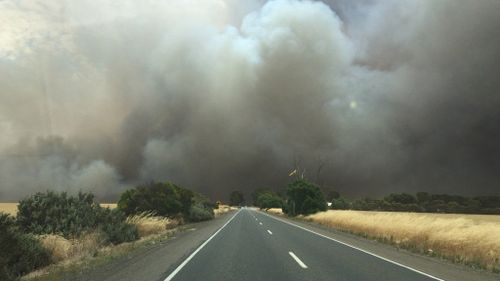 Smoke from the Pinery bushfire visible from a long distance. (Twitter, @walcoseedau)