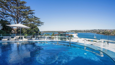 The estate's elevated podium pool.