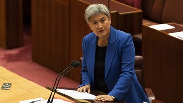 Minister for Foreign Affairs Penny Wong during the Closing the GapAnniversary of the Apology to the Stolen GenerationsMinisterial statementsin the Senate at Parliament House in Canberra on March 8, 2023. Fedpol. Photo: Rhett Wyman / SMH