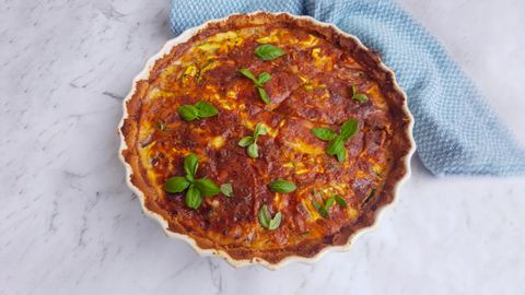 Today weight loss challenge: Salmon quiche with almond pastry recipe