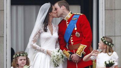 Royal wedding anniversary kiss