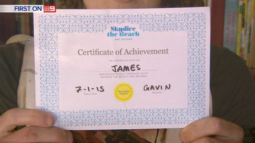 James said a certificate arrived in the mail while he and his family were waiting for an apology. (9NEWS)
