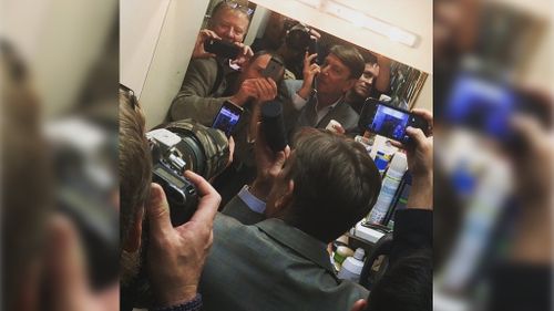 Reporter Lauren Gianoli captured this selfie with the Canberra press gallery snappers. (Instagram)