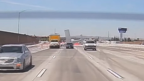Small plane crash lands on highway in California.