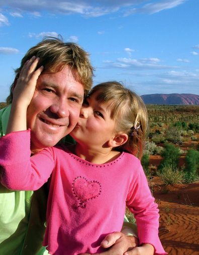 Steve Irwin with his daughter Bindi Irwin October 2, 2006 in Uluru, Australia. 