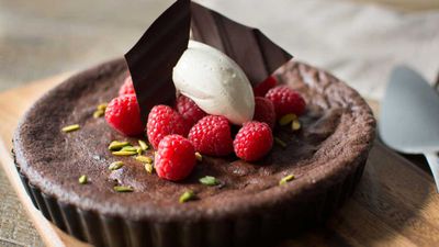 Recipe: <a href="http://kitchen.nine.com.au/2017/08/11/11/12/baked-dark-chocolate-mousse" target="_top" draggable="false">Baked chocolate mousse</a>