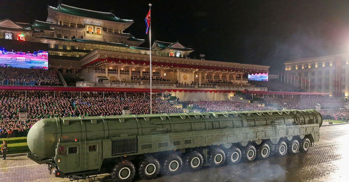 North Korea displays new long-range missile at a military parade
