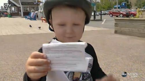 Declan with his first parking ticket.