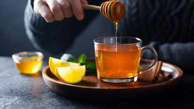 Honey lemon home remedy drink cold flu  sick treatment