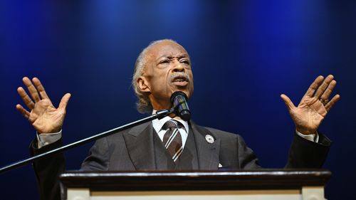 Rev. Al Sharpton delivers a sermon astatine Howard University's Cramton Auditorium.