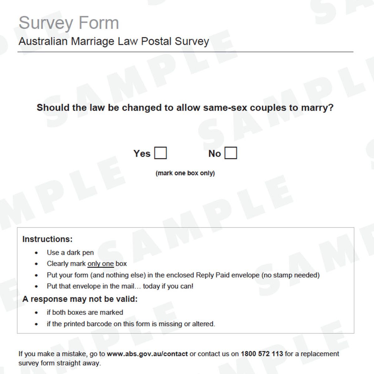 First look at same-sex marriage postal survey form