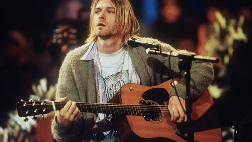 The guitar was one played by Cobain in his band Nirvana's MTV Unplugged performance in 1993. (Getty)