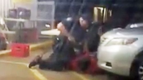 The deadly struggle between the police officers and Alton Sterling was captured on CCTV. (AP).