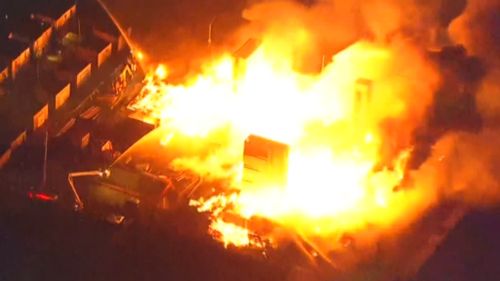 A huge inferno has erupted at the site of protests in Baltimore. (9NEWS)