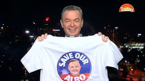Mr Pyne with the "Daily Telegraph version". (9NEWS)