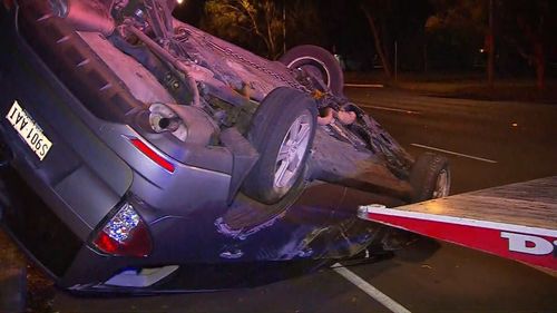 The 4WD crashed during a pursuit. (9NEWS)