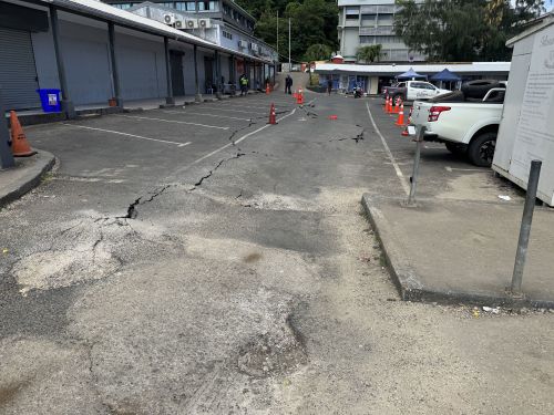 A view of destruction as search and rescue operations continue following a powerful 7.3-magnitude earthquake, which killed at least six people and caused extensive damage to buildings and infrastructure, in Port Vila, Vanuatu on December 17, 2024. (Photo by Tim Cutler X Account/Anadolu via Getty Images)