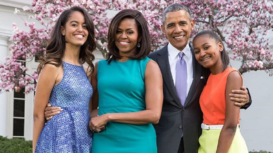 Michelle and Barrack Obama with their daughters Sasha (left) and Malia.