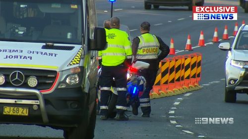 Safety barriers have been put up on the M4 just before the Church St turn off. Picture: 9NEWS