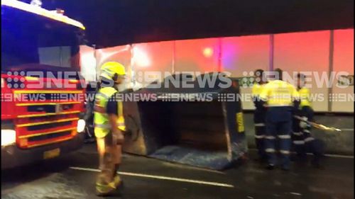 All northbound lanes were closed as authorities worked to clean up the spill. (9NEWS)