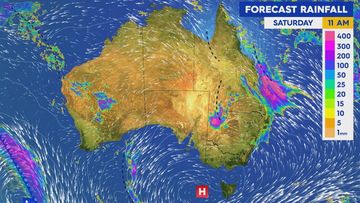 Rain will intensify over Saturday and ease in Queensland from Sunday. NSW will see an easing trend on Monday.